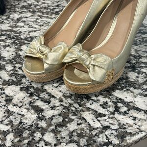 Beautiful gold Tory Burch golden espadrille wedges